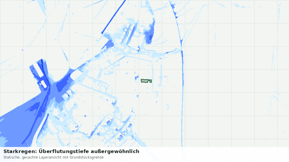 Statische Kartenansicht: Starkregen: Überflutungstiefe außergewöhnlich