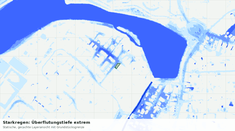 Statische Kartenansicht: Starkregen: Überflutungstiefe extrem