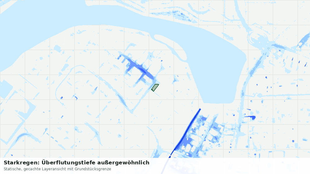 Statische Kartenansicht: Starkregen: Überflutungstiefe außergewöhnlich
