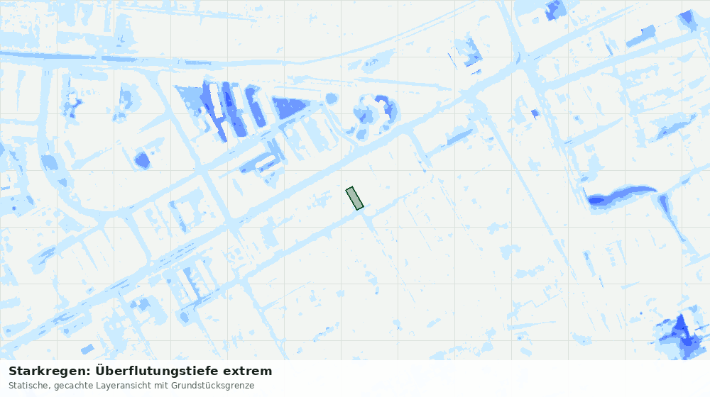 Statische Kartenansicht: Starkregen: Überflutungstiefe extrem