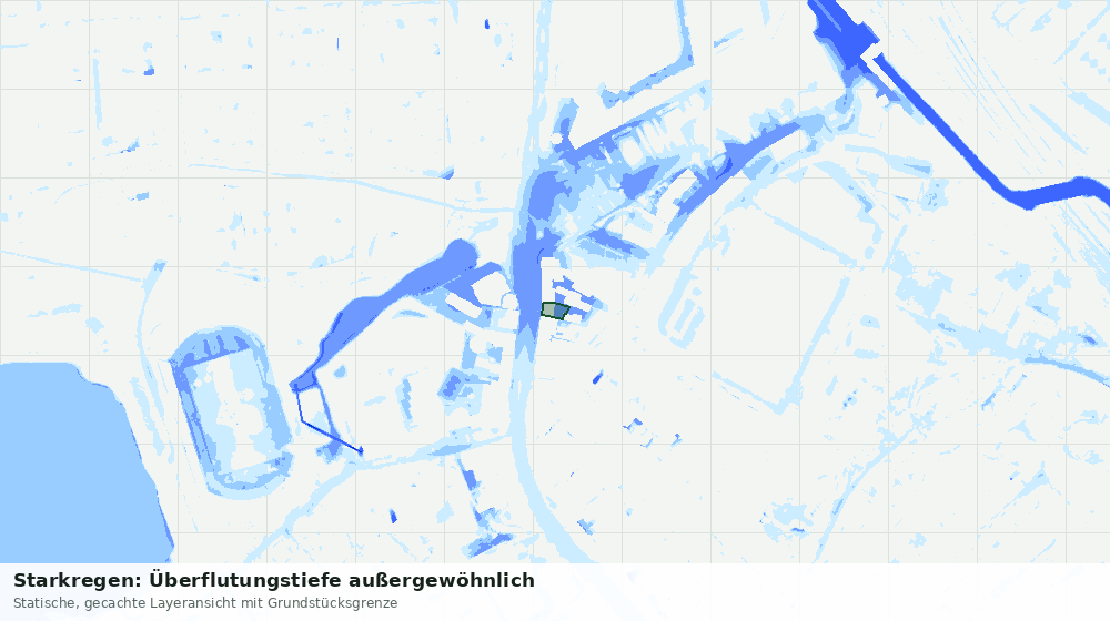 Statische Kartenansicht: Starkregen: Überflutungstiefe außergewöhnlich