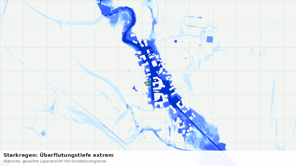 Statische Kartenansicht: Starkregen: Überflutungstiefe extrem