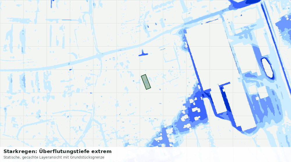 Statische Kartenansicht: Starkregen: Überflutungstiefe extrem
