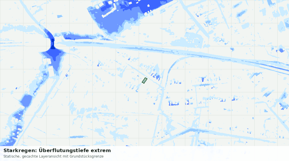 Statische Kartenansicht: Starkregen: Überflutungstiefe extrem