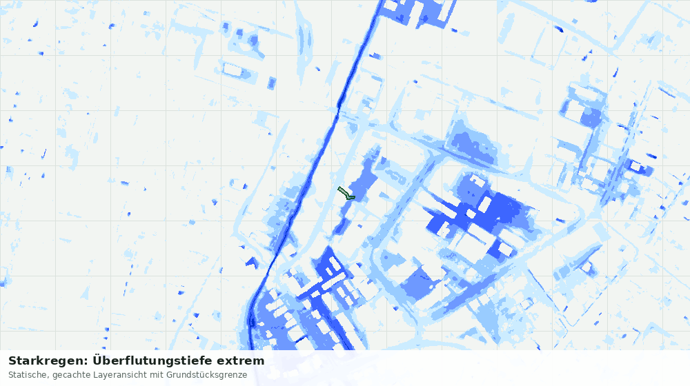 Statische Kartenansicht: Starkregen: Überflutungstiefe extrem