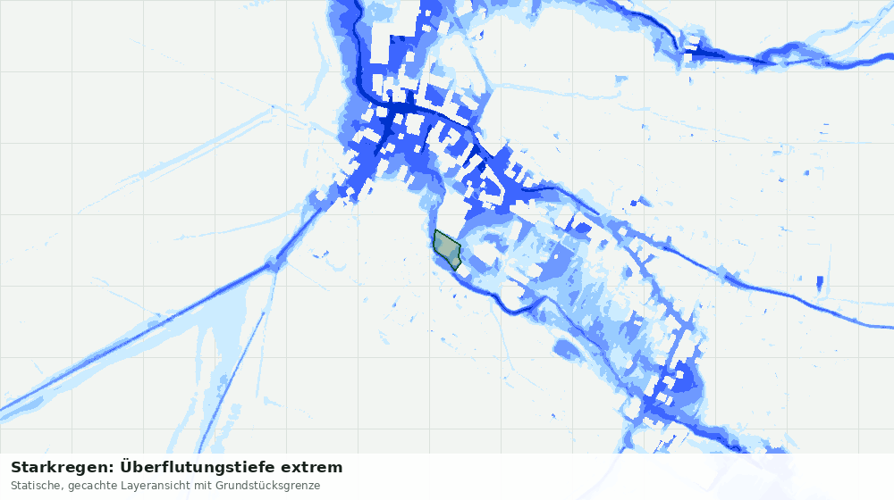 Statische Kartenansicht: Starkregen: Überflutungstiefe extrem