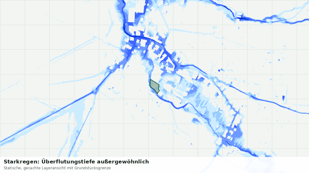 Statische Kartenansicht: Starkregen: Überflutungstiefe außergewöhnlich