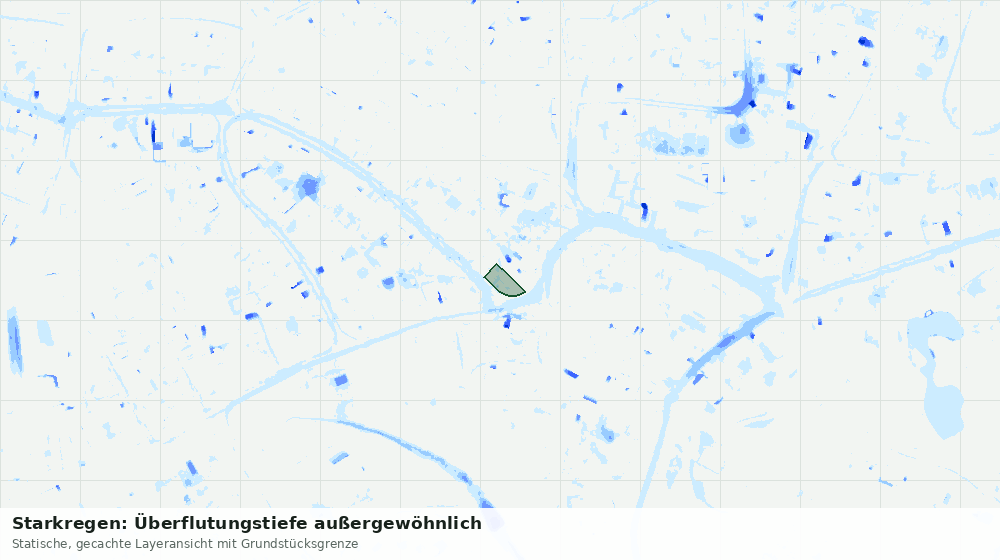 Statische Kartenansicht: Starkregen: Überflutungstiefe außergewöhnlich