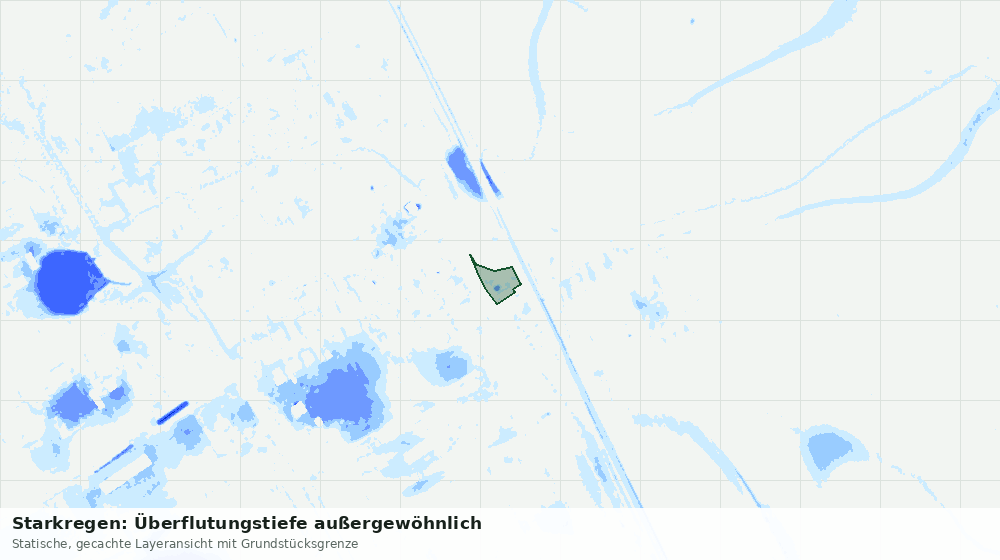 Statische Kartenansicht: Starkregen: Überflutungstiefe außergewöhnlich
