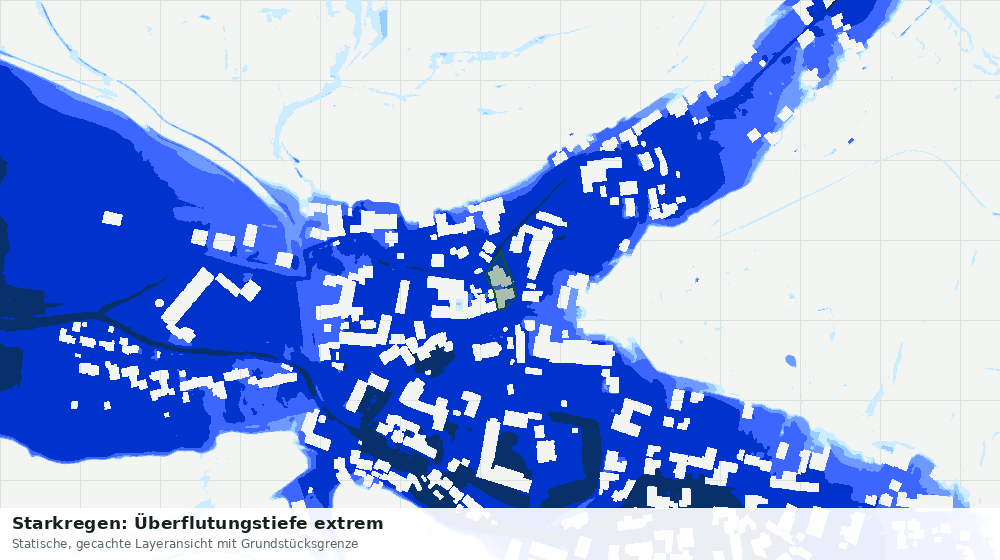 Statische Kartenansicht: Starkregen: Überflutungstiefe extrem