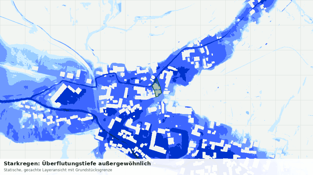 Statische Kartenansicht: Starkregen: Überflutungstiefe außergewöhnlich