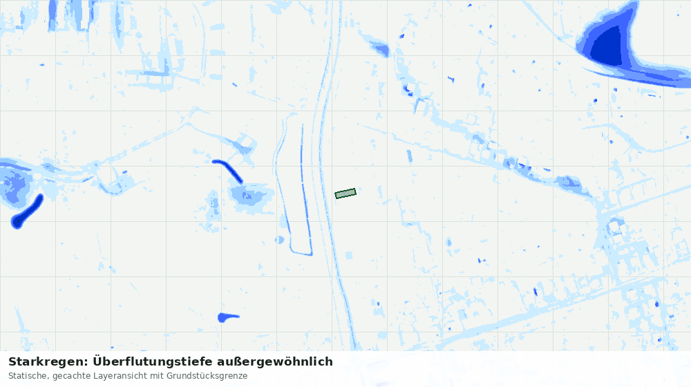 Statische Kartenansicht: Starkregen: Überflutungstiefe außergewöhnlich