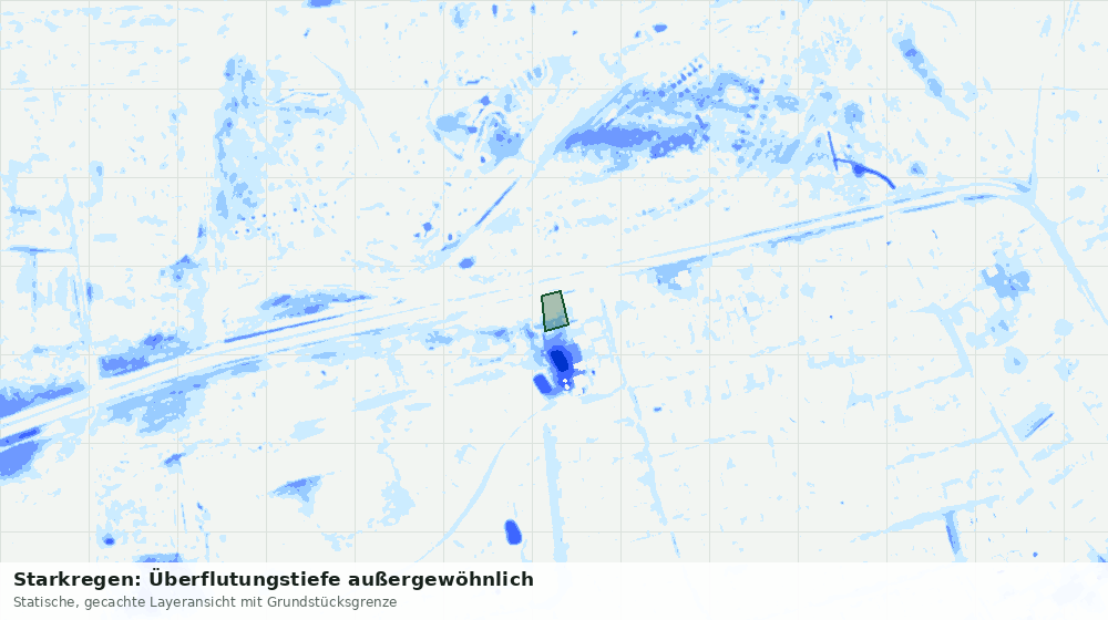 Statische Kartenansicht: Starkregen: Überflutungstiefe außergewöhnlich