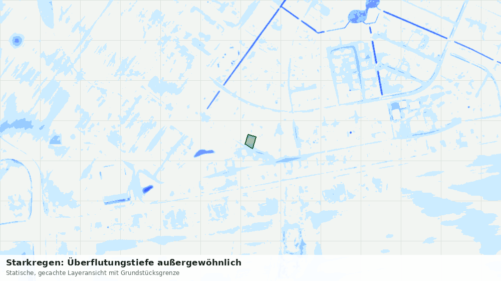 Statische Kartenansicht: Starkregen: Überflutungstiefe außergewöhnlich
