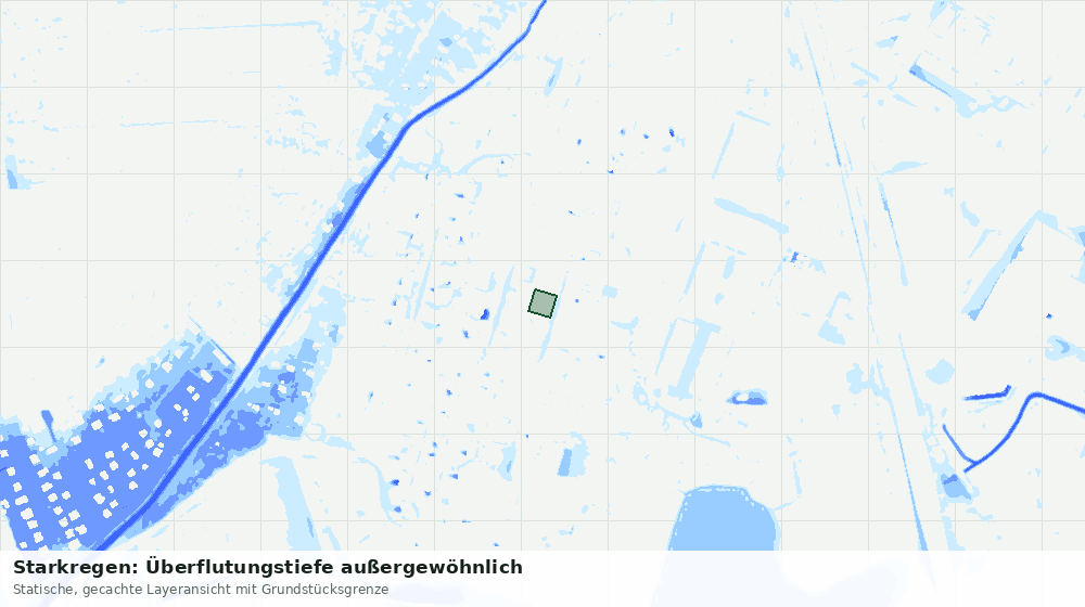 Statische Kartenansicht: Starkregen: Überflutungstiefe außergewöhnlich