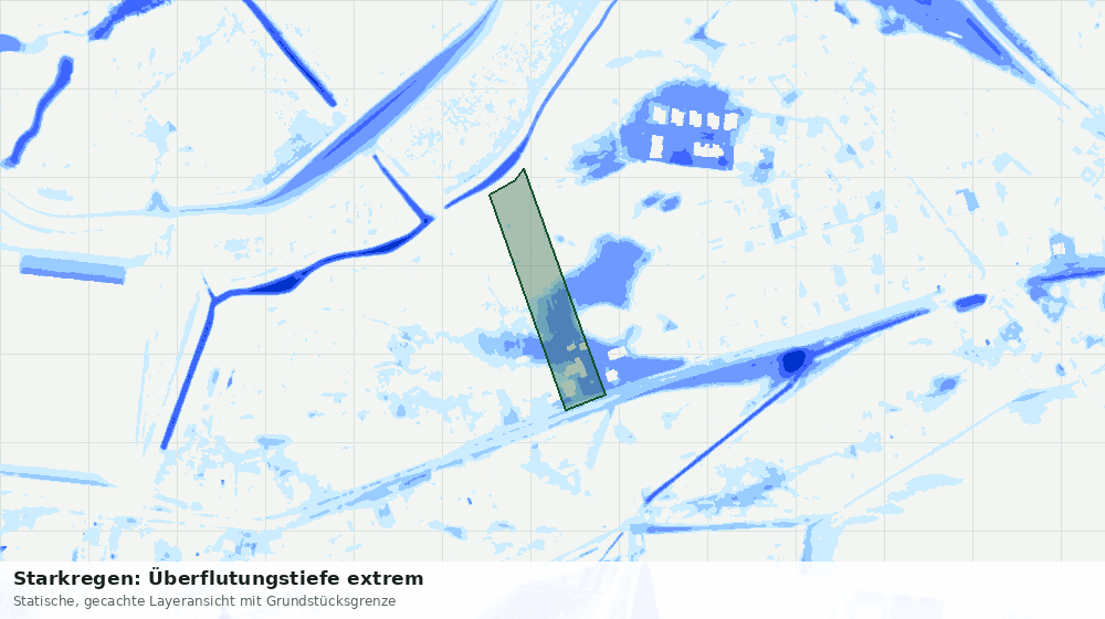 Statische Kartenansicht: Starkregen: Überflutungstiefe extrem