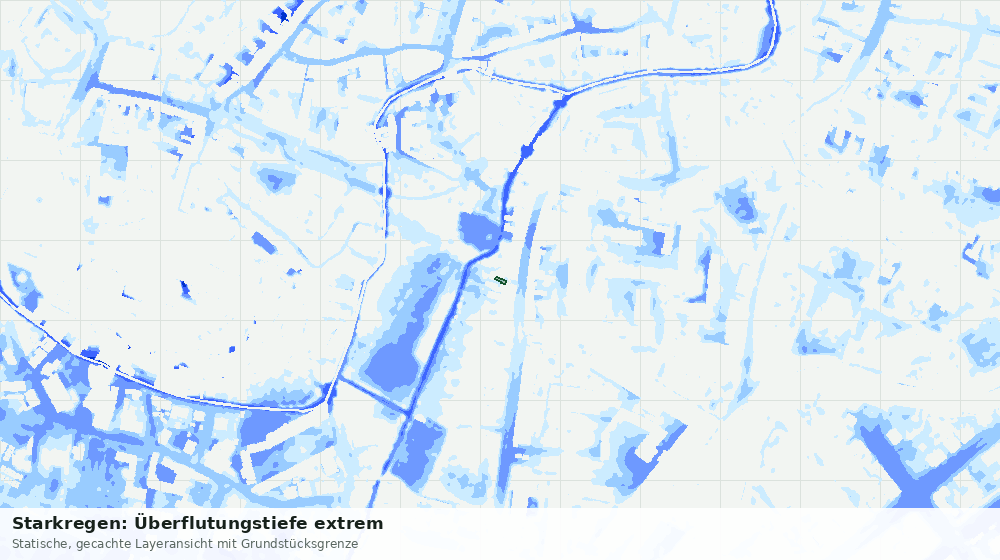 Statische Kartenansicht: Starkregen: Überflutungstiefe extrem
