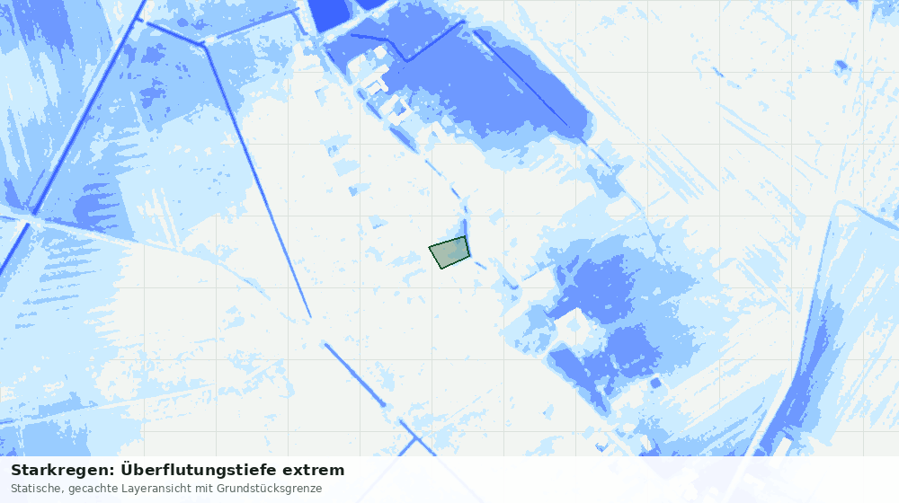 Statische Kartenansicht: Starkregen: Überflutungstiefe extrem