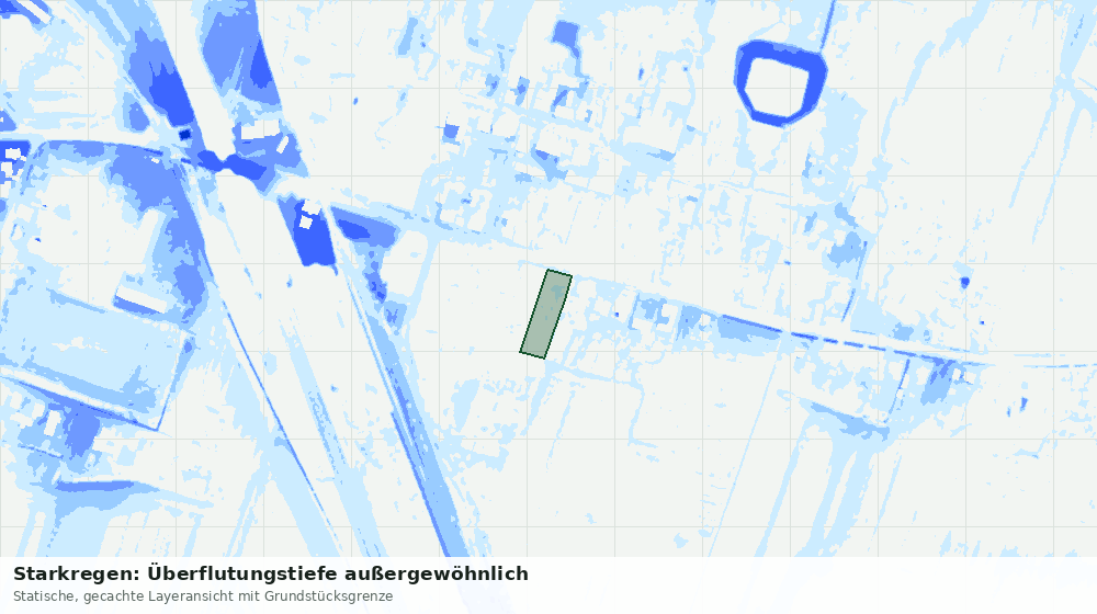 Statische Kartenansicht: Starkregen: Überflutungstiefe außergewöhnlich