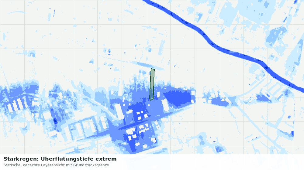 Statische Kartenansicht: Starkregen: Überflutungstiefe extrem