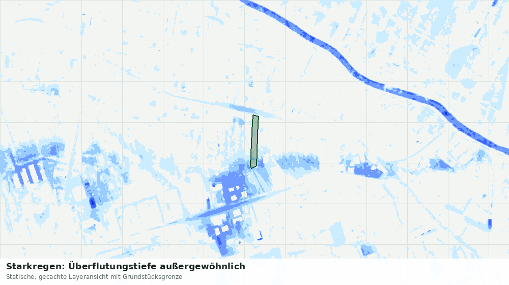 Statische Kartenansicht: Starkregen: Überflutungstiefe außergewöhnlich