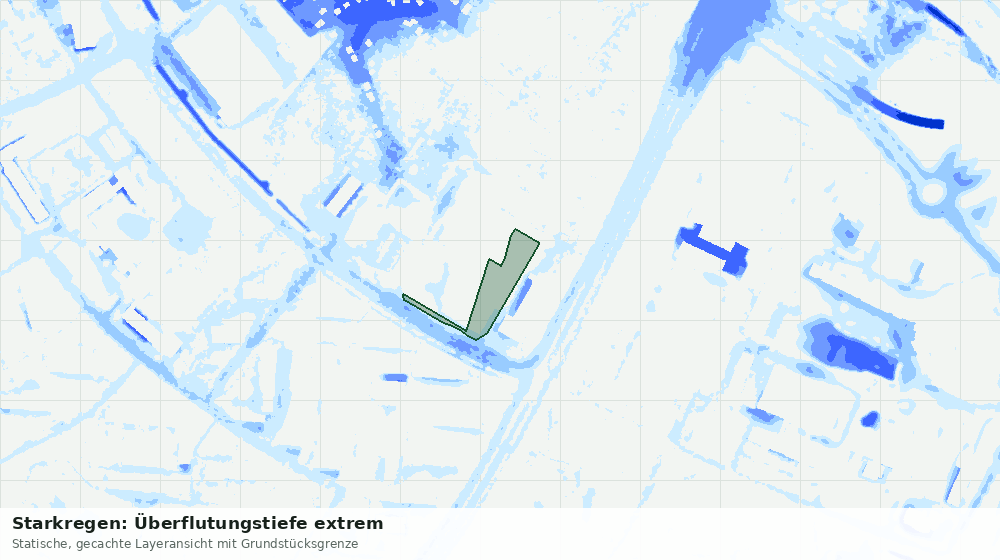 Statische Kartenansicht: Starkregen: Überflutungstiefe extrem