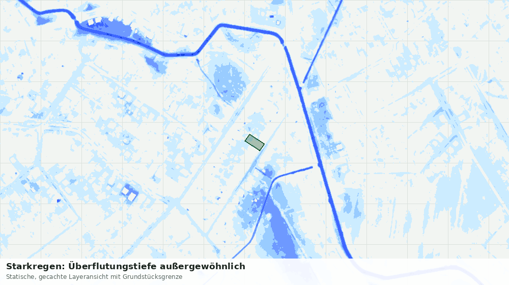 Statische Kartenansicht: Starkregen: Überflutungstiefe außergewöhnlich