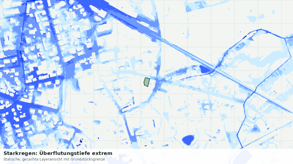 Statische Kartenansicht: Starkregen: Überflutungstiefe extrem