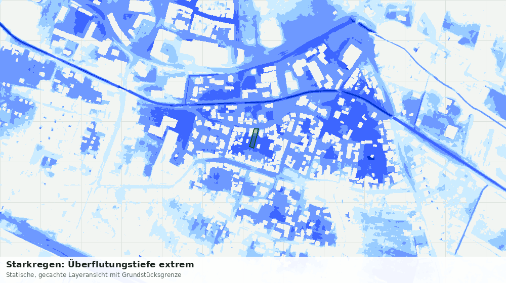 Statische Kartenansicht: Starkregen: Überflutungstiefe extrem