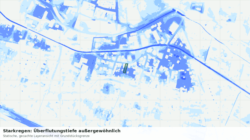 Statische Kartenansicht: Starkregen: Überflutungstiefe außergewöhnlich