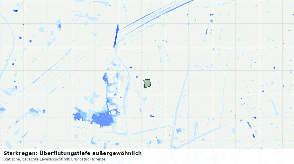 Statische Kartenansicht: Starkregen: Überflutungstiefe außergewöhnlich