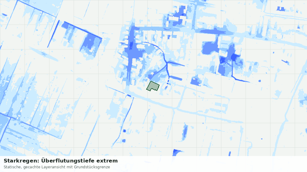 Statische Kartenansicht: Starkregen: Überflutungstiefe extrem