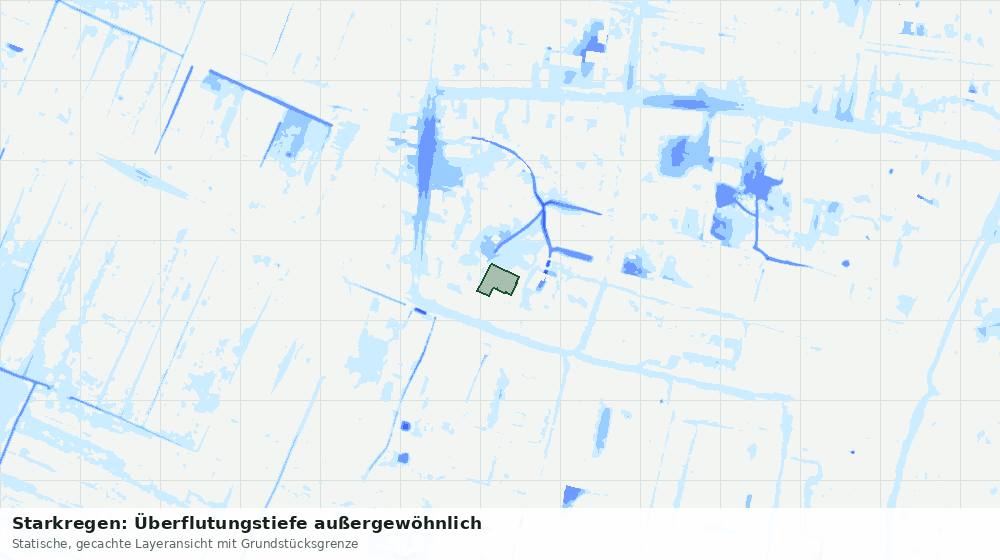 Statische Kartenansicht: Starkregen: Überflutungstiefe außergewöhnlich