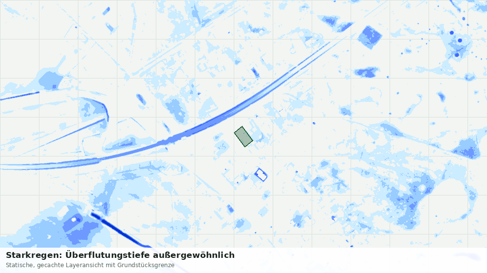 Statische Kartenansicht: Starkregen: Überflutungstiefe außergewöhnlich