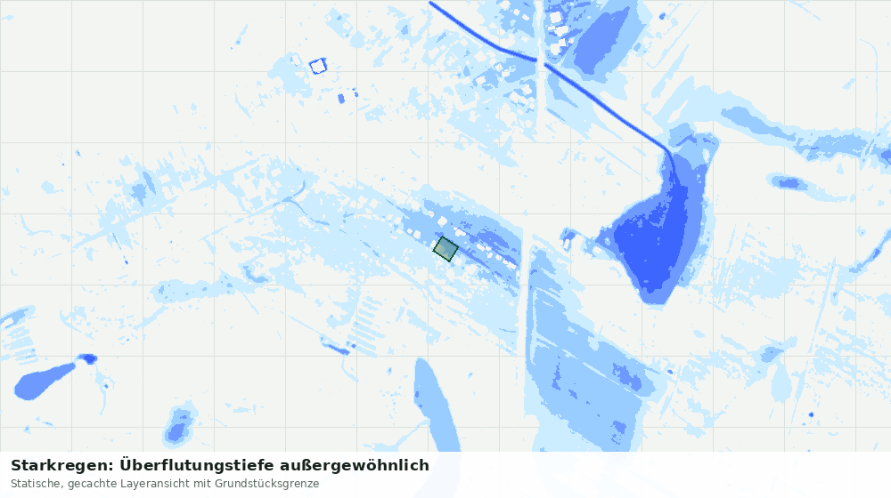 Statische Kartenansicht: Starkregen: Überflutungstiefe außergewöhnlich