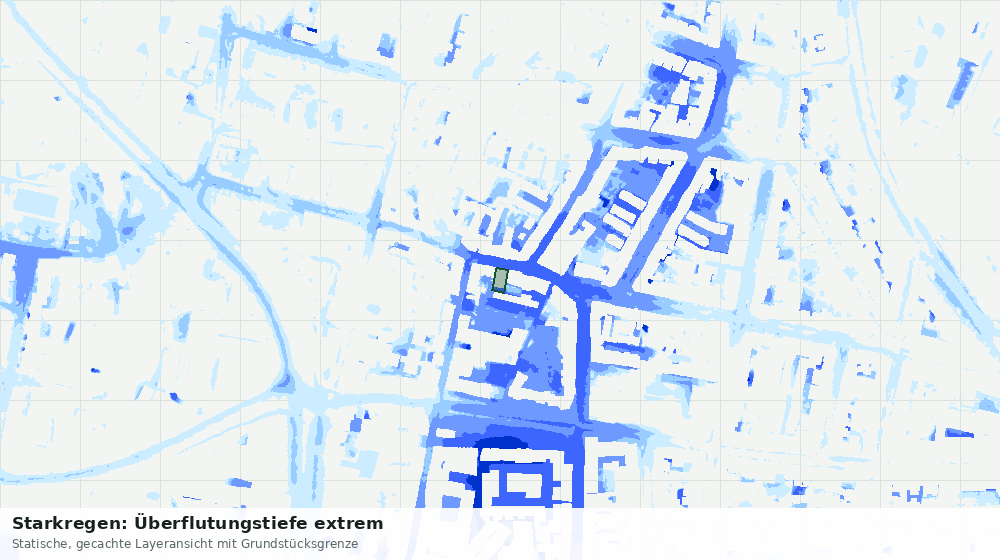 Statische Kartenansicht: Starkregen: Überflutungstiefe extrem