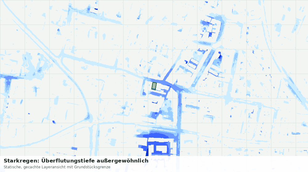 Statische Kartenansicht: Starkregen: Überflutungstiefe außergewöhnlich