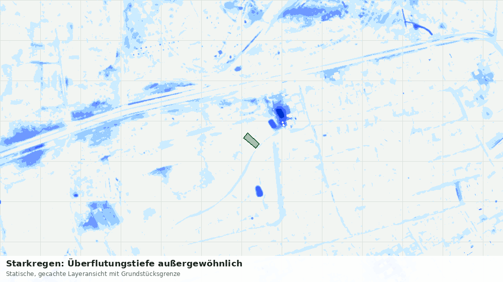 Statische Kartenansicht: Starkregen: Überflutungstiefe außergewöhnlich