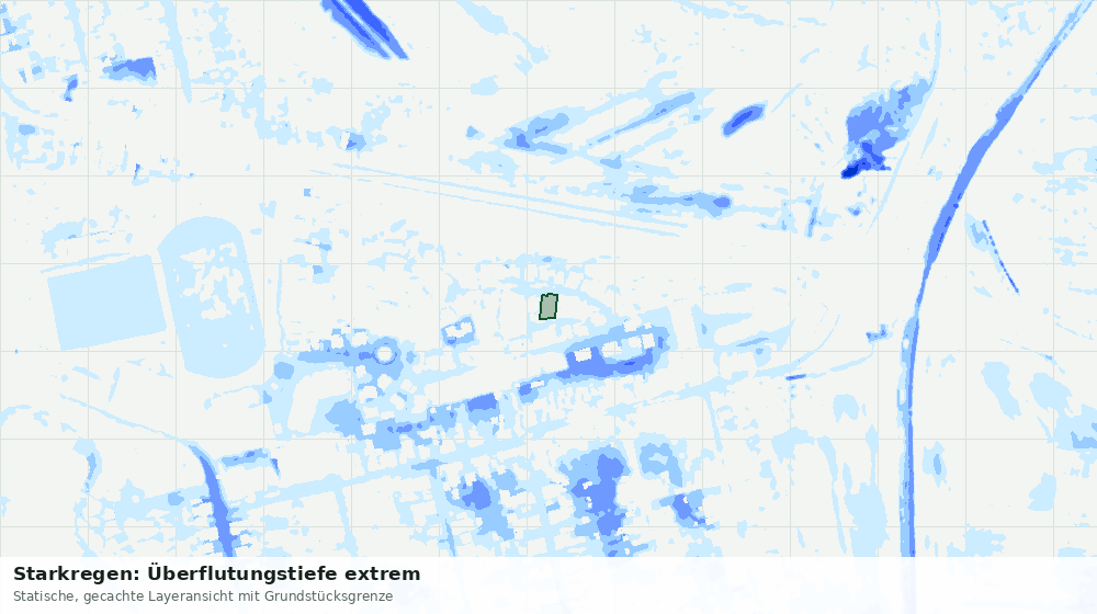 Statische Kartenansicht: Starkregen: Überflutungstiefe extrem