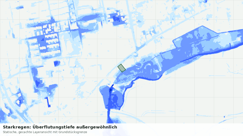 Statische Kartenansicht: Starkregen: Überflutungstiefe außergewöhnlich