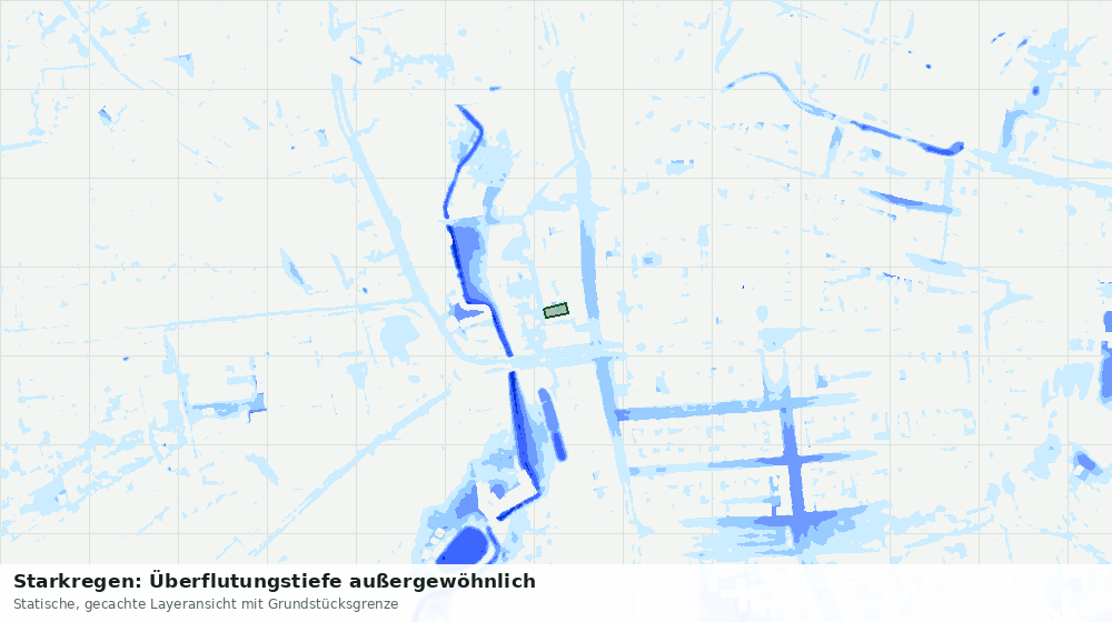 Statische Kartenansicht: Starkregen: Überflutungstiefe außergewöhnlich