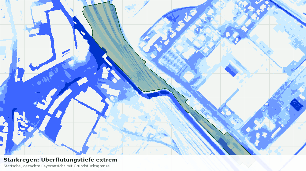 Statische Kartenansicht: Starkregen: Überflutungstiefe extrem