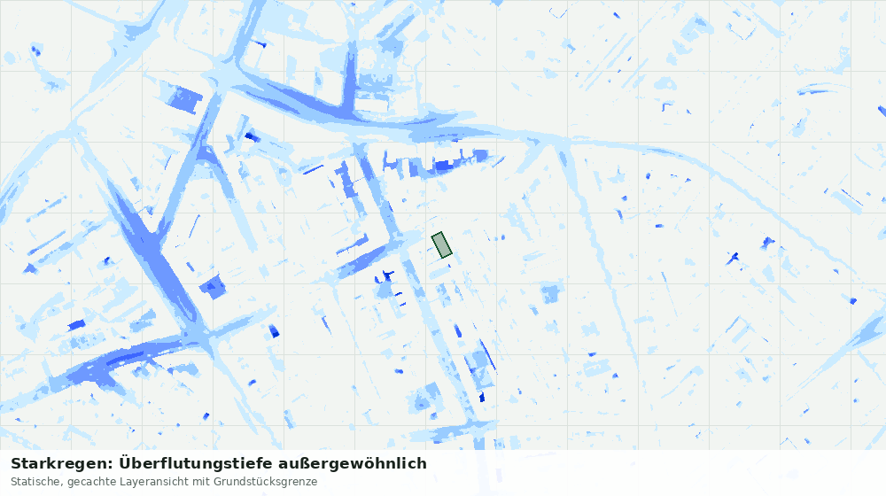 Statische Kartenansicht: Starkregen: Überflutungstiefe außergewöhnlich
