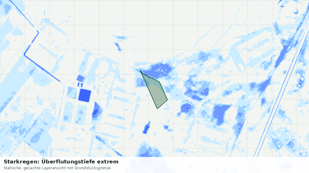 Statische Kartenansicht: Starkregen: Überflutungstiefe extrem