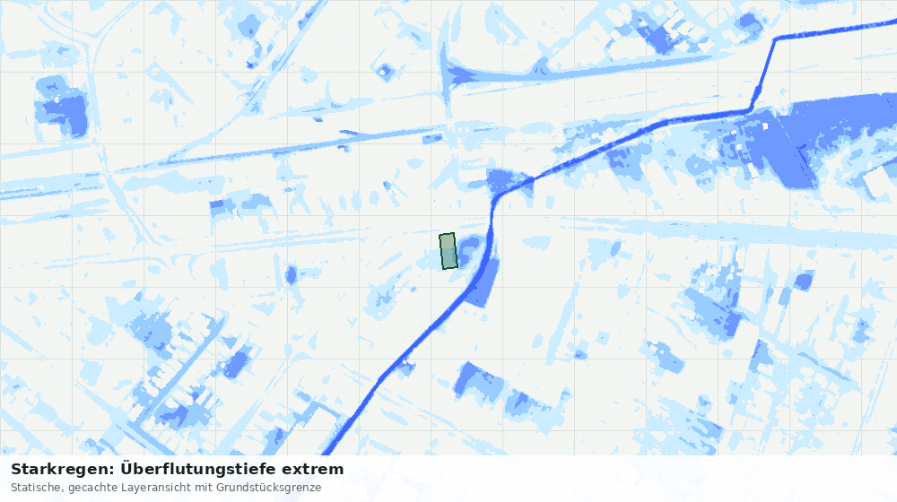 Statische Kartenansicht: Starkregen: Überflutungstiefe extrem