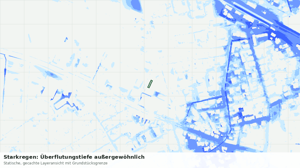 Statische Kartenansicht: Starkregen: Überflutungstiefe außergewöhnlich