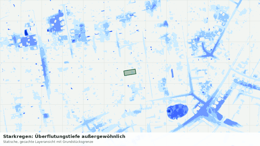 Statische Kartenansicht: Starkregen: Überflutungstiefe außergewöhnlich