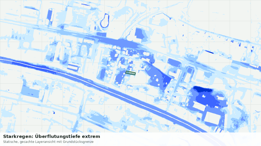 Statische Kartenansicht: Starkregen: Überflutungstiefe extrem