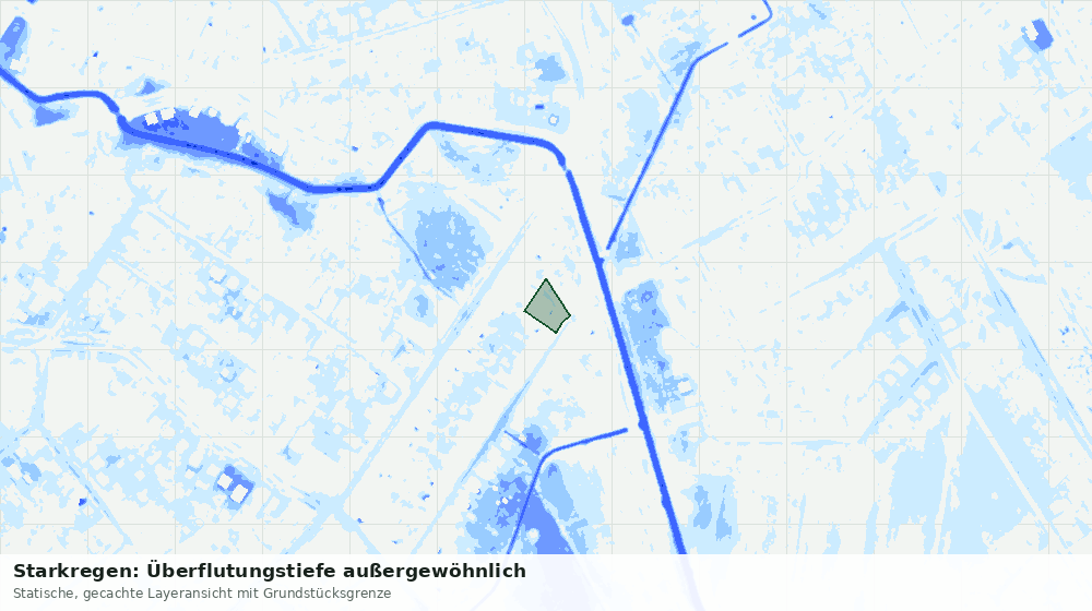 Statische Kartenansicht: Starkregen: Überflutungstiefe außergewöhnlich