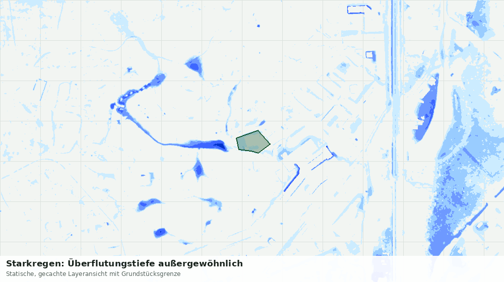 Statische Kartenansicht: Starkregen: Überflutungstiefe außergewöhnlich